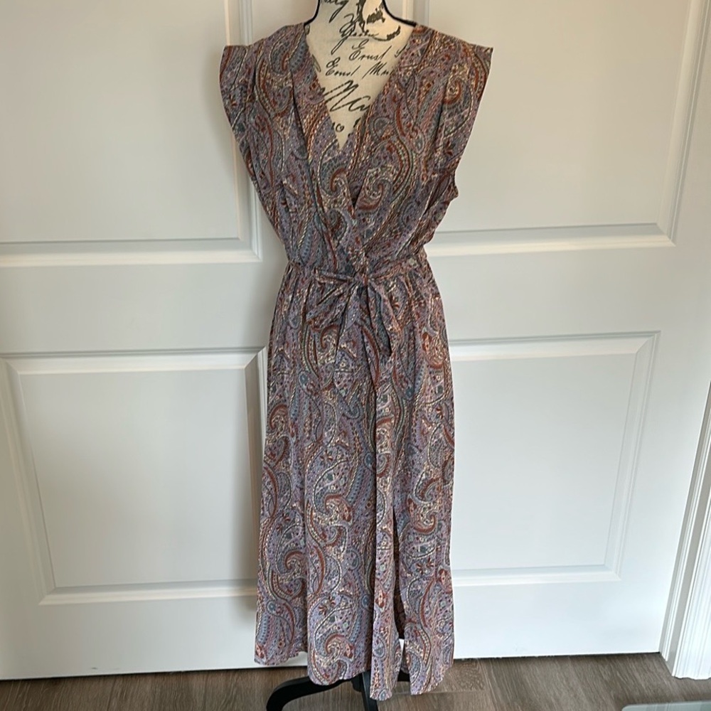 Bishop + Young Purple V-Neck Sleeveless Midi Sundress